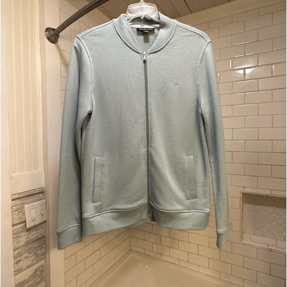 Michael Kors Full Zipper Sweater, Chambray, Blue Size Extra Large - Picture 10 of 11